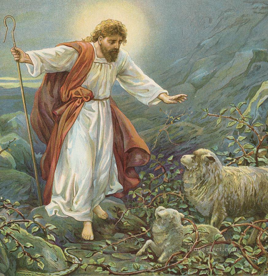 jesus christ the tender shepherd ambrose dudley Oil Paintings